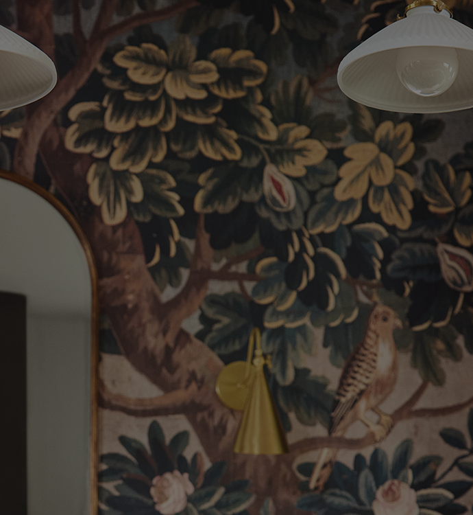 A close-up of a vintage-style wallpaper backdrop.