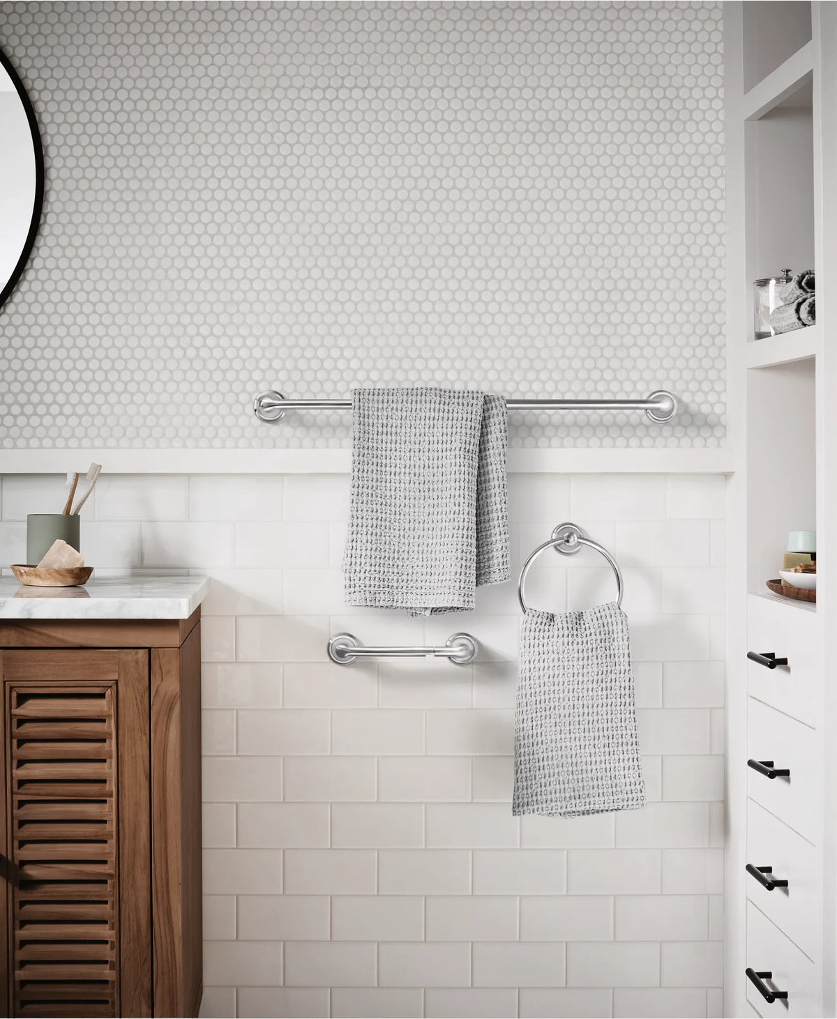 Hilliard Pivoting Paper Holder Towel Bar Towel Ring