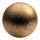 A close-up of a metallic gold sphere with a textured, hammered finish and a dark shadow in the center.