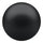 A single matte black spherical object centered on a solid black background.