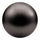 A single round metallic ball with a brushed dark gray to black finish, centered on a solid black background.