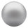 A glossy, metallic silver sphere on a solid white background.