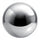 A polished metallic silver sphere with a highly reflective surface, shown against a plain white background.