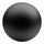 A glossy black spherical object, resembling a polished marble or glass bead, shown against a solid white background.