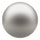 A single metallic silver sphere with a smooth, reflective surface, isolated on a solid white background.