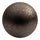 A close-up of a spherical object with a dark brown, textured metallic or stone-like surface.