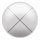 A minimalist round wall art piece featuring a white circular background with a central silver metallic 'X' design, shown against a plain white background.