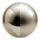 A spherical metallic sample showing two finish options side by side: a polished reflective surface on the left and a brushed metal texture on the right, set against a plain white background.