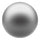 A glossy, metallic silver sphere on a solid white background.