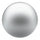 A glossy, reflective silver sphere on a solid white background.
