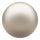 A single round, glossy pearl with a warm champagne beige color, isolated on a solid white background.